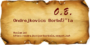 Ondrejkovics Borbála névjegykártya